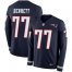 Nike New England Patriots #77 Michael Bennett Navy Blue Team Color Mens Stitched NFL Limited Therma Long Sleeve Jersey
