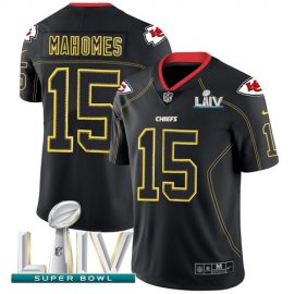Nike Kansas City Chiefs #15 Patrick Mahomes Lights Out Black Super Bowl LIV 2020 Mens Stitched NFL Limited Rush Jersey