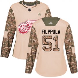 Adidas Detroit Red Wings #51 Valtteri Filppula Camo Authentic 2017 Veterans Day Womens Stitched NHL Jersey