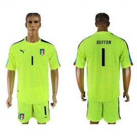 Italy #1 Buffon Shiny Green Goalkeeper Soccer Country Jersey