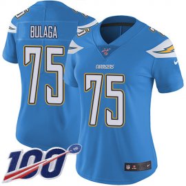 Nike Los Angeles Chargers #75 Bryan Bulaga Electric Blue Alternate Womens Stitched NFL 100th Season Vapor Untouchable Limited Jersey