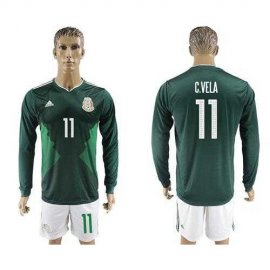 Mexico #11 C.Vela Home Long Sleeves Soccer Country Jersey