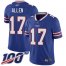 Nike Buffalo Bills #17 Josh Allen Royal Blue Team Color Mens Stitched NFL 100th Season Vapor Limited Jersey