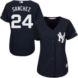 New York Yankees #24 Gary Sanchez Navy Blue Womens Alternate Stitched MLB Jersey