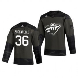 Minnesota Wild #36 Mats Zuccarello Adidas 2019 Veterans Day Mens Authentic Practice NHL Jersey Camo