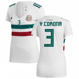 Womens Mexico #3 Y.Corona Away Soccer Country Jersey