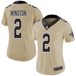 Nike New Orleans Saints #2 Jameis Winston Gold Womens Stitched NFL Limited Inverted Legend Jersey