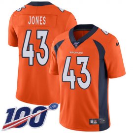 Nike Denver Broncos #43 Joe Jones Orange Team Color Mens Stitched NFL 100th Season Vapor Untouchable Limited Jersey