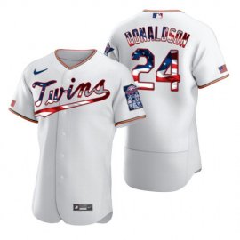 Minnesota Twins #24 Josh Donaldson Mens Nike White Fluttering USA Flag Limited Edition Authentic MLB Jersey