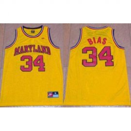 Maryland Terrapins #34 Len Bias Yellow Basketball Stitched NCAA Jersey