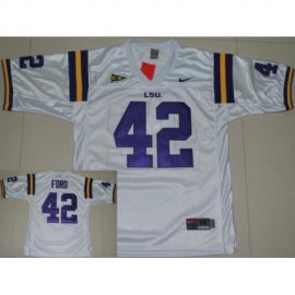 LSU Tigers 42 Michael Ford White College Football Jersey