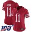 Nike San Francisco 49ers #11 Brandon Aiyuk Red Team Color Womens Stitched NFL 100th Season Vapor Untouchable Limited Jersey