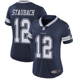 Nike Dallas Cowboys #12 Roger Staubach Navy Blue Team Color Womens Stitched NFL Vapor Untouchable Limited Jersey
