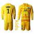 Paris Saint Germain #1 K.Navas Yellow Goalkeeper Long Sleeves Kid Soccer Club Jersey