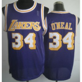 Los Angeles Lakers 34 Shaquille ONeal Purple Hardwood Classics Revolution 30 NBA Jerseys Cheap
