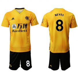 Wolves #8 Neves Home Soccer Club Jersey