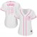 Cleveland Indians #13 Omar Vizquel White/Pink Fashion Womens Stitched MLB Jersey