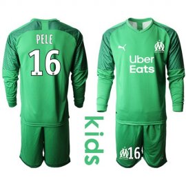 Marseille #16 Pele Green Goalkeeper Long Sleeves Kid Soccer Club Jersey