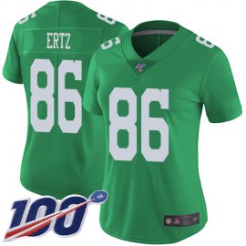 Nike Philadelphia Eagles #86 Zach Ertz Green Womens Stitched NFL Limited Rush 100th Season Jersey