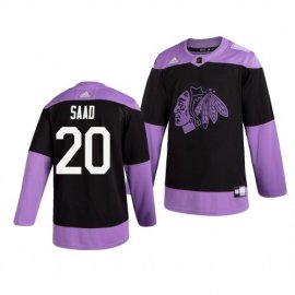 Chicago Blackhawks #20 Brandon Saad Adidas Mens Hockey Fights Cancer Practice NHL Jersey Black