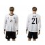 Germany #21 Lahm White Home Long Sleeves Soccer Country Jersey