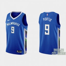 Milwaukee Milwaukee Bucks #9 Bobby Portis Mens Nike Blue 2022-23 NBA Jersey – City Edition Mens