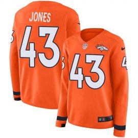 Nike Denver Broncos #43 Joe Jones Orange Team Color Womens Stitched NFL Limited Therma Long Sleeve Jersey
