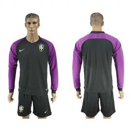 Brazil Blank Black Goalkeeper Long Sleeves Soccer Country Jersey