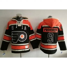 Philadelphia Flyers #9 Ivan Provorov Black Sawyer Hooded Sweatshirt Stitched NHL Jersey
