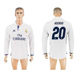 Real Madrid #20 Asensio White Home Long Sleeve Soccer Club Jersey