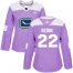 Adidas Vancouver Canucks #22 Daniel Sedin Purple Authentic Fights Cancer Womens Stitched NHL Jersey