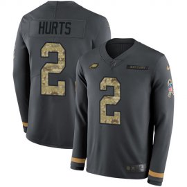 Nike Philadelphia Eagles #2 Jalen Hurts Anthracite Salute to Service Youth Stitched NFL Limited Therma Long Sleeve Jersey