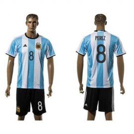 Argentina #8 Perez Home Soccer Country Jersey