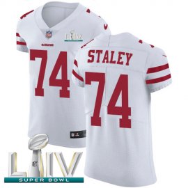 Nike San Francisco 49ers #74 Joe Staley White Super Bowl LIV 2020 Mens Stitched NFL Vapor Untouchable Elite Jersey