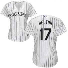 Colorado Rockies #17 Todd Helton White Strip Home Womens Stitched MLB Jersey