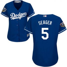 Los Angeles Dodgers #5 Corey Seager Blue Alternate 2018 World Series Womens Stitched MLB Jersey