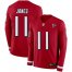 Nike Atlanta Falcons #11 Julio Jones Red Team Color Mens Stitched NFL Limited Therma Long Sleeve Jersey