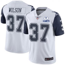 Nike Dallas Cowboys #37 Donovan Wilson White Mens Stitched With Established In 1960 Patch NFL Limited Rush Jersey