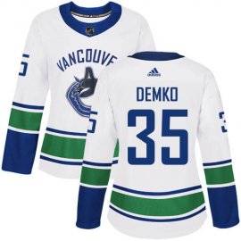 Adidas Vancouver Canucks #35 Thatcher Demko White Road Authentic Womens Stitched NHL Jersey