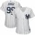 New York Yankees #99 Aaron Judge Majestic Womens 2019 Postseason Official Cool Base Player Jersey White Navy