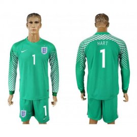 England #1 HART Green Goalkeeper 2018 FIFA World Cup Long Sleeve Soccer Jersey
