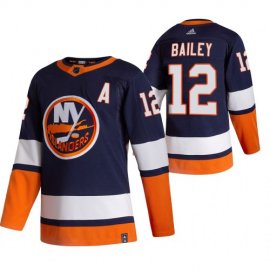 New York Islanders #12 Josh Bailey Navy Blue Mens Adidas 2020-21 Reverse Retro Alternate NHL Jersey