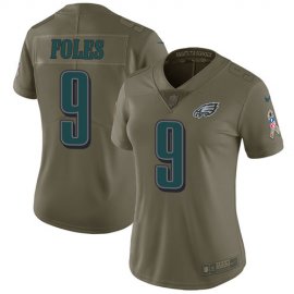 Nike Philadelphia Eagles #9 Nick Foles Olive Womens Stitched NFL Limited 2017 Salute to Service Jersey