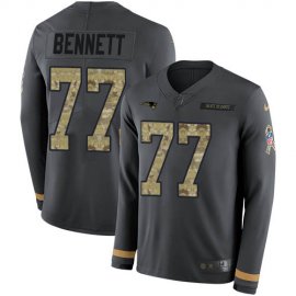 Nike New England Patriots #77 Michael Bennett Anthracite Salute to Service Mens Stitched NFL Limited Therma Long Sleeve Jersey