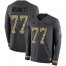 Nike New England Patriots #77 Michael Bennett Anthracite Salute to Service Mens Stitched NFL Limited Therma Long Sleeve Jersey