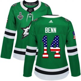 Adidas Dallas Stars #14 Jamie Benn Green Home Authentic USA Flag Womens 2020 Stanley Cup Final Stitched NHL Jersey