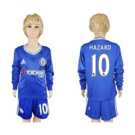 Chelsea #10 Hazard Home Long Sleeves Kid Soccer Club Jersey