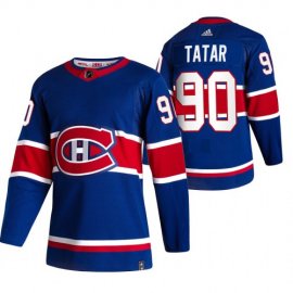 Montreal Canadiens #90 Tomas Tatar Blue Mens Adidas 2020-21 Reverse Retro Alternate NHL Jersey