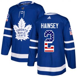 Adidas Toronto Maple Leafs #2 Ron Hainsey Blue Home Authentic USA Flag Stitched NHL Jersey