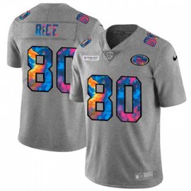 San Francisco 49ers #80 Jerry Rice Mens Nike Multi-Color 2020 NFL Crucial Catch NFL Jersey Greyheather